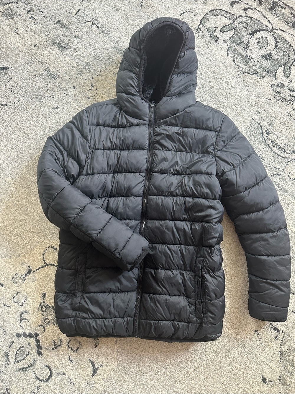 Lands' End Kids XXL Black Quilted Hooded Puffer Coat